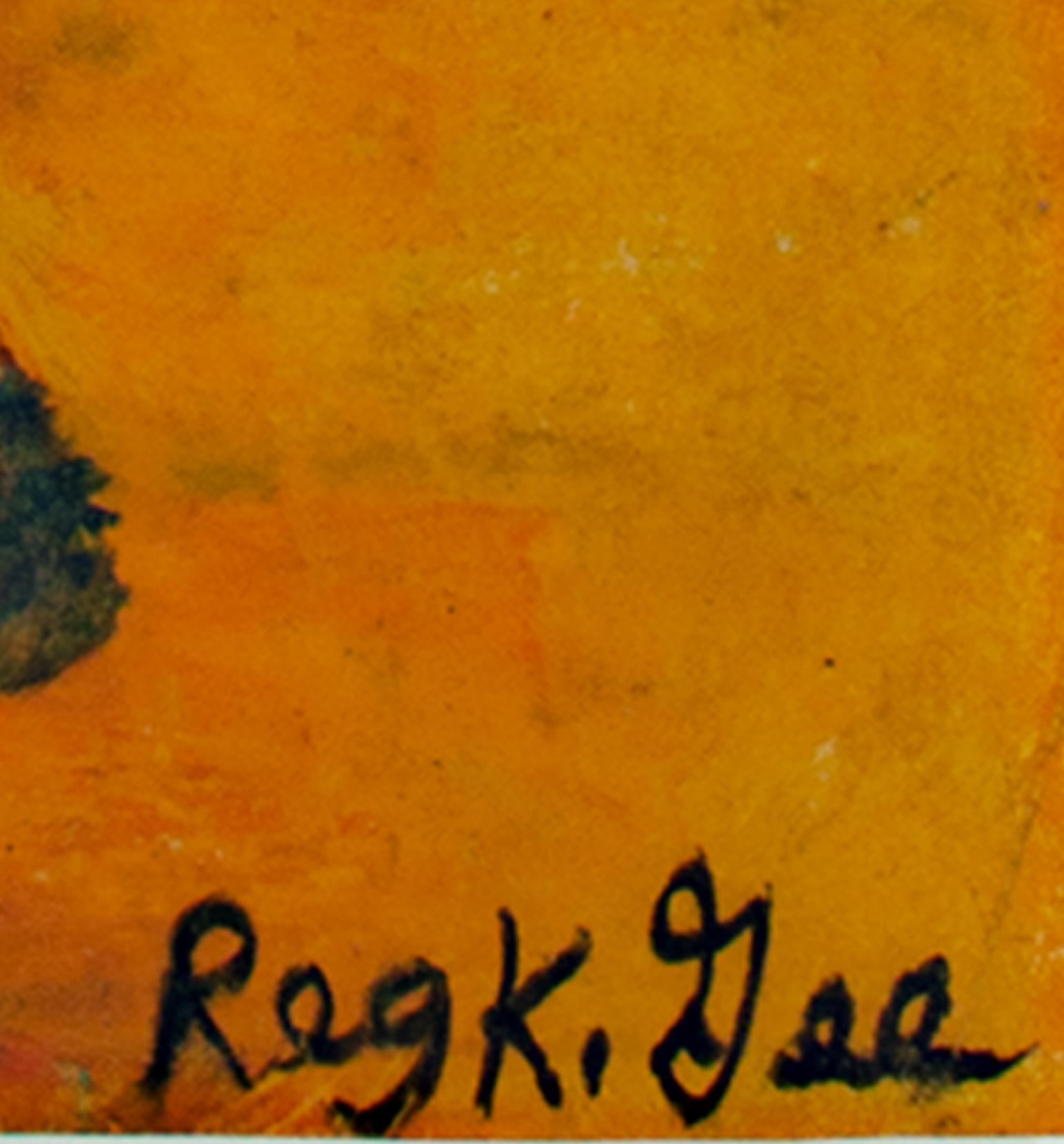 „Truth and Virtue's Room“, „ Oil Pastel on Grocery Bag“, signiert von Reginald K. Gee im Angebot 1