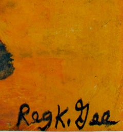 "Truth and Virtue's Room, " Oil Pastel on Grocery Bag signed by Reginald K. Gee