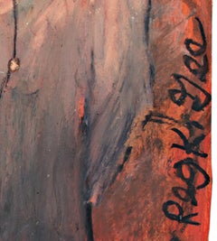 "Man Followed, " Oil Pastel on Grocery Bag signed by Reginald K. Gee