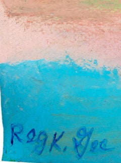 "The New Bike, " Oil Pastel on Grocery Bag Landscape signed by Reginald K. Gee