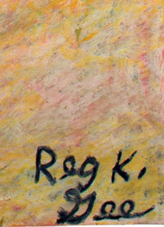 "Off to the Suburbs, " Oil Pastel on Grocery Bag signed by Reginald K. Gee
