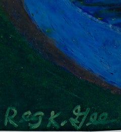"Two Former Loners Now, " Oil Pastel on Grocery Bag signed by Reginald K. Gee