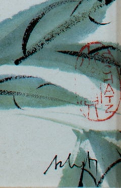 "Rose Flower, " watercolor and ink painting on rice paper by Sanford Schatz