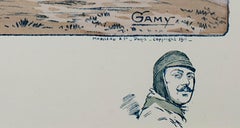 "French Air Show with Remarque of Head of Pilot, " Lithograph & Stencil by GAMY