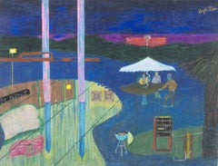 ""Rebecca Island Getaway", Pastel sur panneau de peinture à l'huile signé par Reginald K. Gee