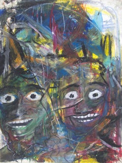 "Stay Go Stay Go, " Pastel al óleo expresionista sobre cartón de Reginald K. Gee