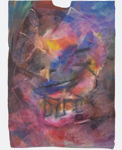 "Toonis," Abstract Pastel Drawing on Grocery Bag signed by Reginald K. Gee
