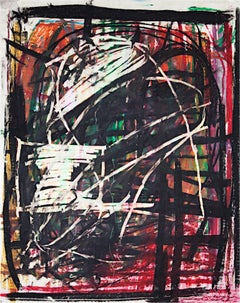 Vintage "I Need Her Badly Now, " Abstract Gestural Pastel on Paper by Reginald K. Gee