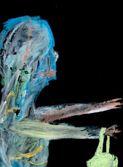 "The Approach, " Figurative Oil Pastel Drawing signed on Verso, Reginald K. Gee