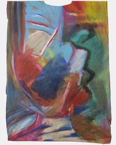 "Jittip, " Pastel abstrait de l'huile sur un sac de cuisine signé par Reginald K. Gee