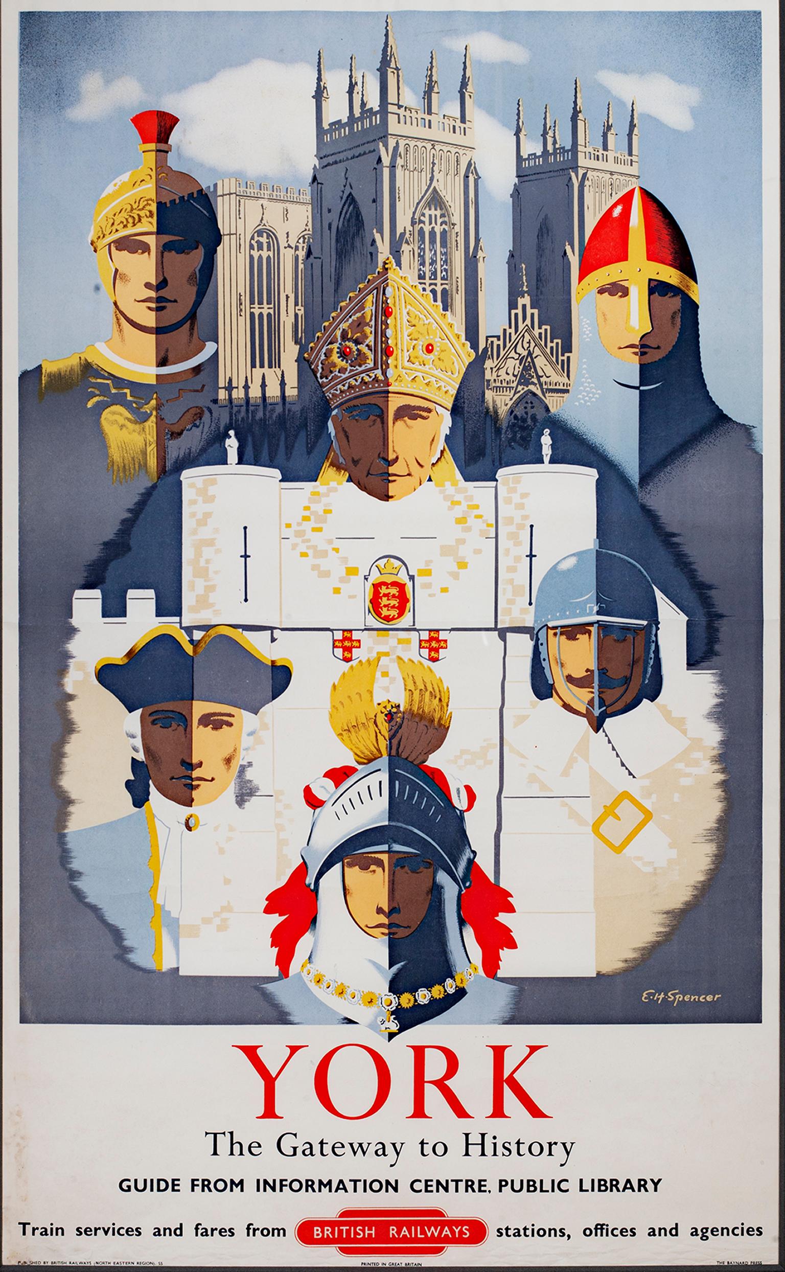 Figurative Print de E.H. Spencer - "York: La Puerta de la Historia, " Cartel litografía británica original de EH Spencer