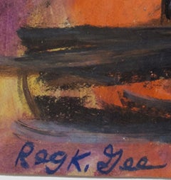 "Un camino hacia la libertad", Pastel al óleo religioso sobre bolsa de la compra, por Reginald K. Gee