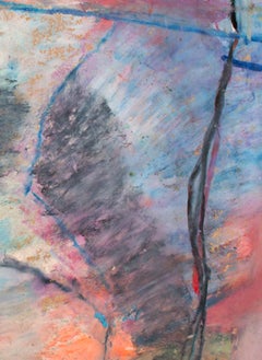 "Liek, " Abstract Portrait Oil Pastel on Paper Bag signed by Reginald K. Gee
