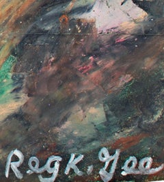 "Mist of Joy, " Oil Pastel on Safeway Grocery Bag signed by Reginald K. Gee