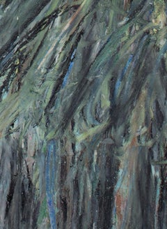 "Huts, " Village Scene Oil Pastel on Paper Bag signed by Reginald K. Gee