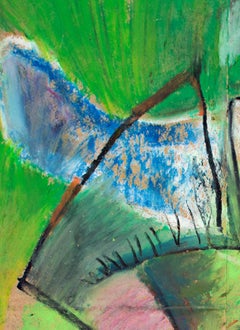 "Scif, " Abstract Oil Pastel Drawing on a Paper Bag signed by Reginald K. Gee