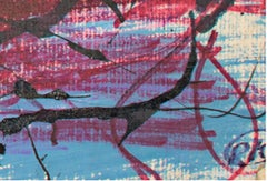 "L'assassinio", pastello astratto a olio su carta firmato da Reginald K. Gee