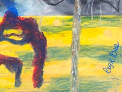 ""Your New Home", abstrakte surrealistische Landschaft, Ölpastell von Reginald K. Gee