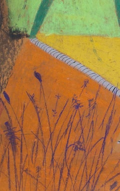 "The First Bird with Egg, Duckling Abstraction, " Oil Pastel by Reginald K. Gee