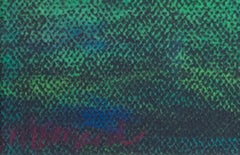 Paysage contemporain pastel coloré arbres route forêt scène ciel signé