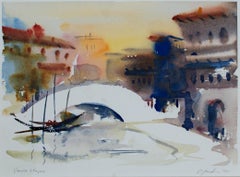 Aquarelle « Venice Shapes » sur papier d'aquarelle Kilaminjaro signée par Craig Lueck