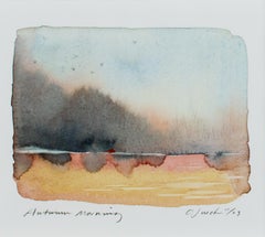 "Autumn Morning," Abstract Landscape Watercolor Painting signed by Craig Lueck