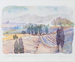 "Piedmont Italy - Wine Country," Landscape Watercolor signed by Craig Lueck