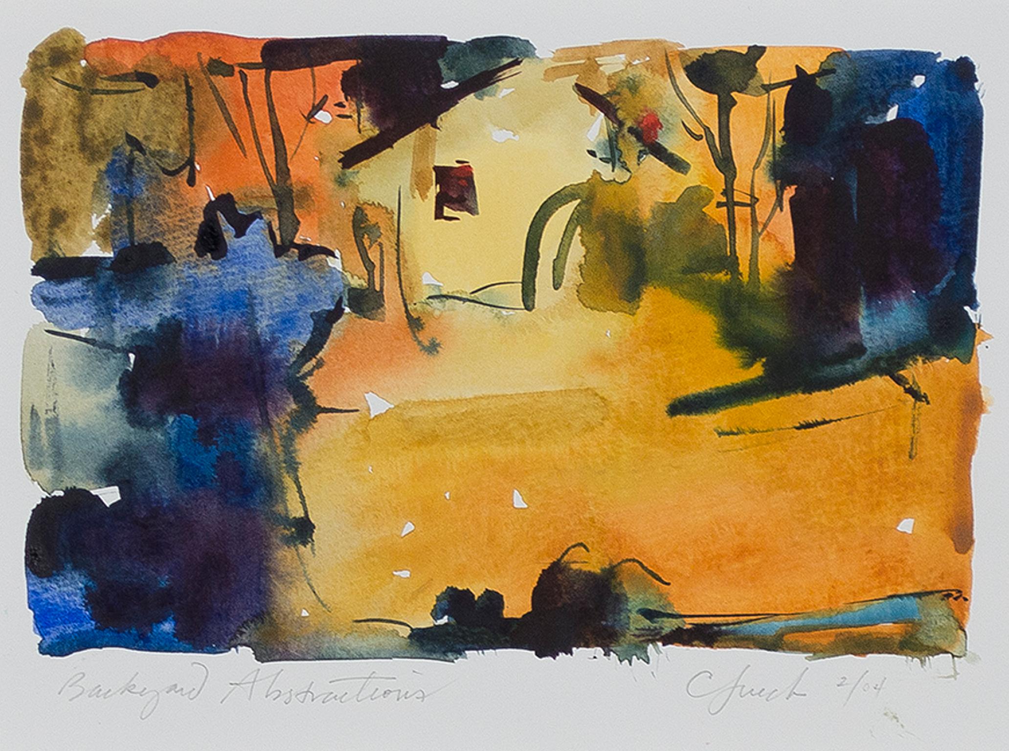"Backyard Abstractions," Landscape Watercolor on paper signed by Craig Lueck