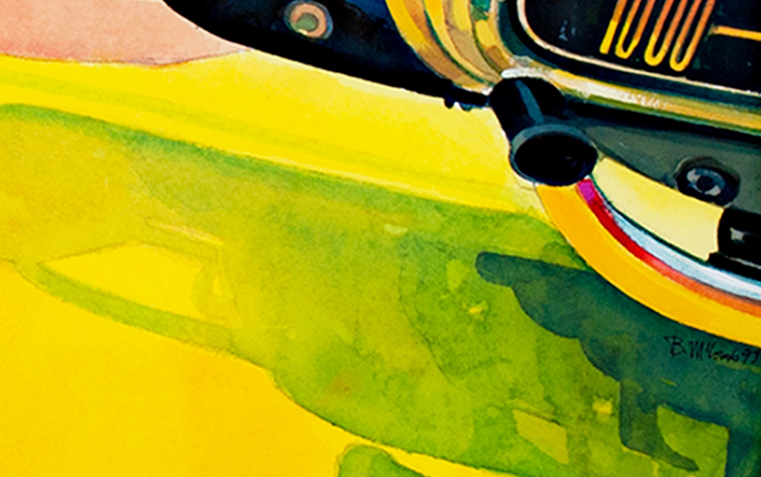 „Harley“, Fotorealistisches Aquarell eines Motorrads, signiert von Bruce McCombs im Angebot 4