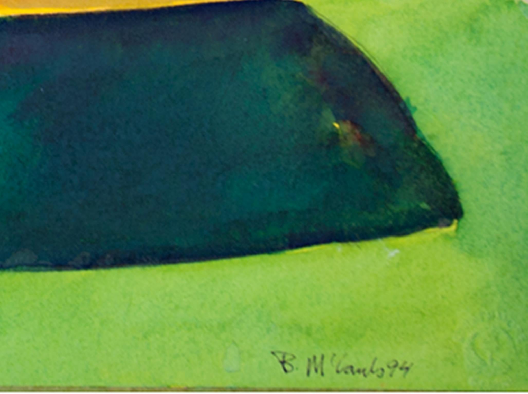 „Gelber Cadillac“, hyperrealistisches Aquarellgemälde, signiert von Bruce McCombs im Angebot 1