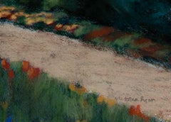 Contemporary colorful Pastell expressionist Landschaft Wolken Bäume Himmel signiert