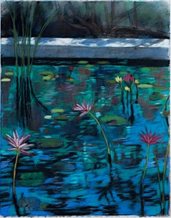 "Water Garden 13, " Realistic Flora Pastel Drawing signed by Victoria Ryan