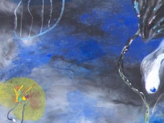 "Relentless - Face Off, " Abstract Surreal Oil Pastel signed by Reginald K. Gee