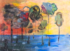 « Points Further Absent Vegetation », pastel à l'huile signé par Reginald K. Gee