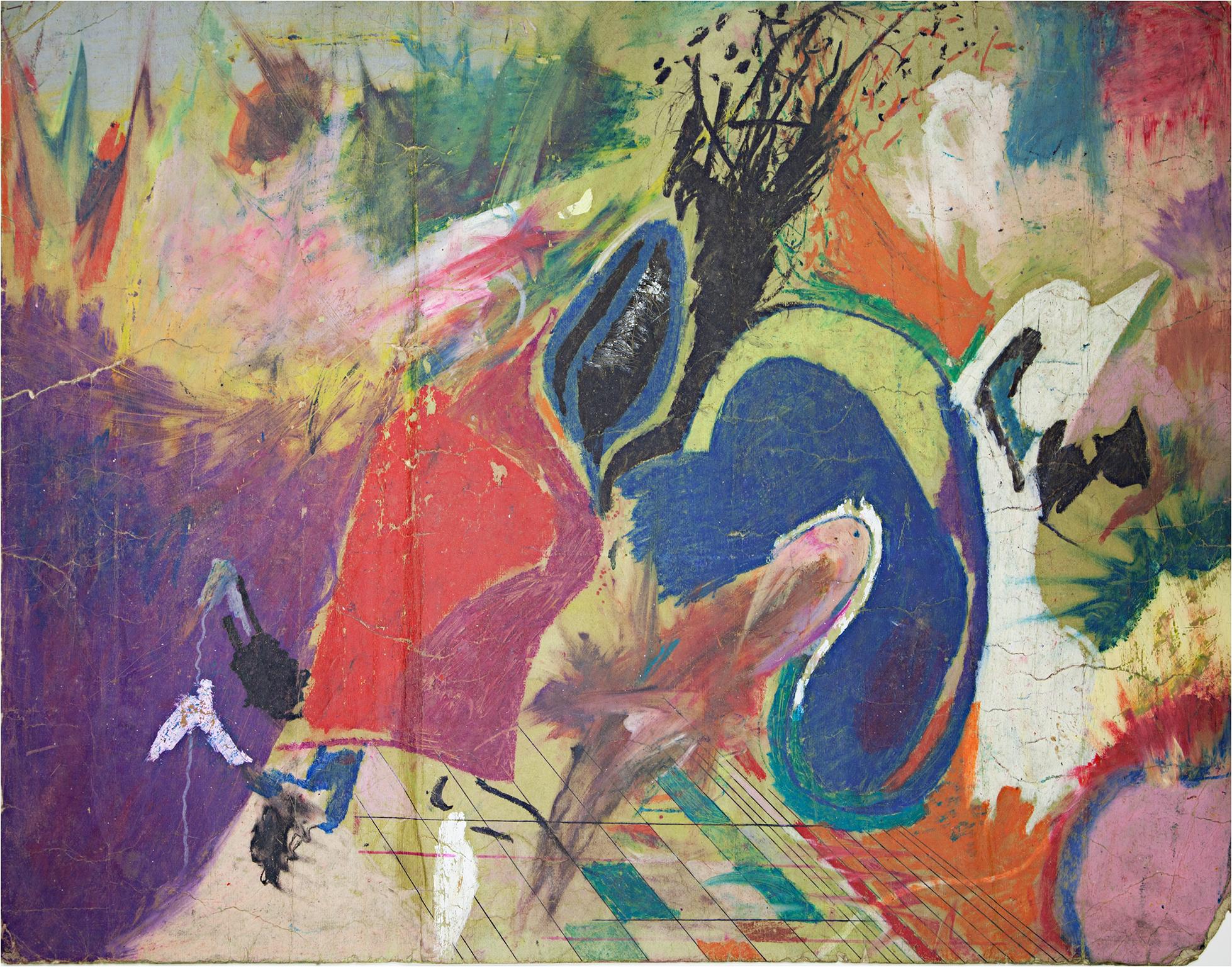 "La nature des choses" est un dessin original au pastel à l'huile sur papier de Reginald K. Gee. L'artiste a apposé ses initiales au dos de l'œuvre. Cette œuvre présente une variété de techniques abstraites - géométriques, expressionnistes, etc. -