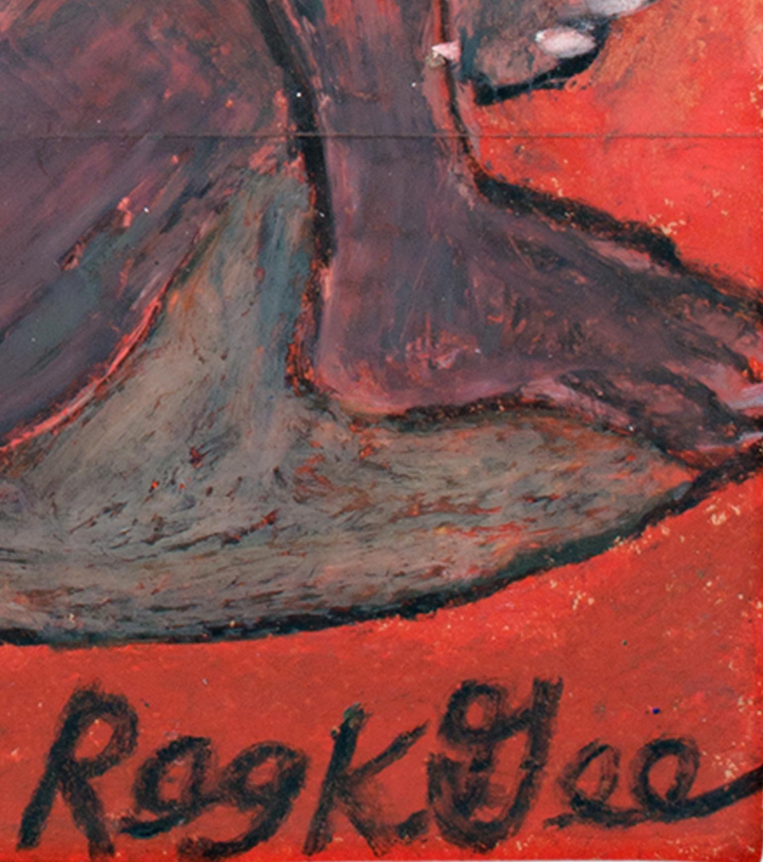 „Lounging Reader“ Öl-Pastellporträt auf Bechertasche signiert von Reginald K. Gee im Angebot 1