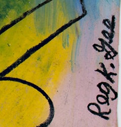 "The Truce, " Abstract Figurative Oil Pastel on a Grocery Bag by Reginald K. Gee