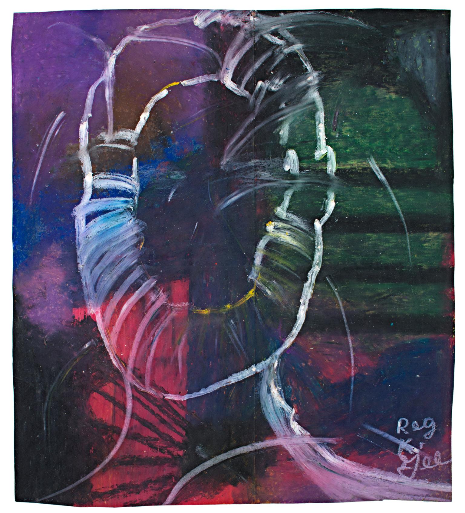 « The Extrovert, Aura », peinture abstraite à l'huile au pastel sur sac de cuisine de Reginald K. Gee