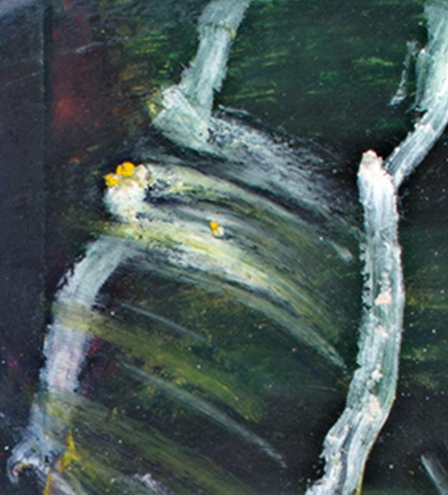 « The Extrovert, Aura », peinture abstraite à l'huile au pastel sur sac de cuisine de Reginald K. Gee en vente 2