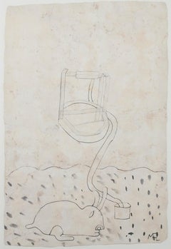 ""Ancient Desert Rabbit", Tinte auf handgefertigtem Papier, signiert von Miguel Castro Leero