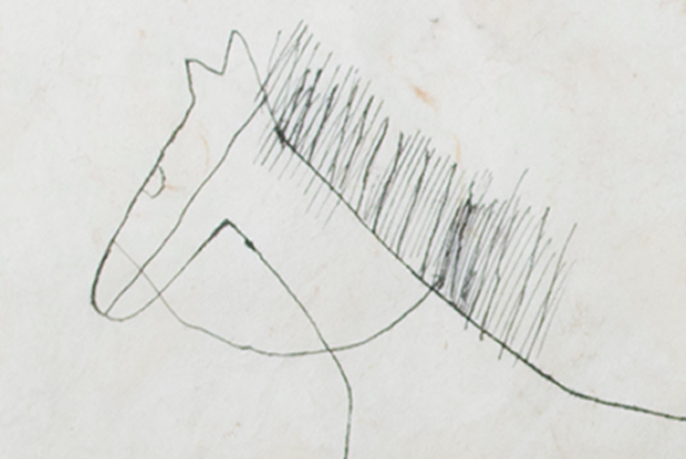 « Jumping Horse », encre sur papier fait main signée par Miguel Castro Leero - Contemporain Art par Miguel Castro Leñero