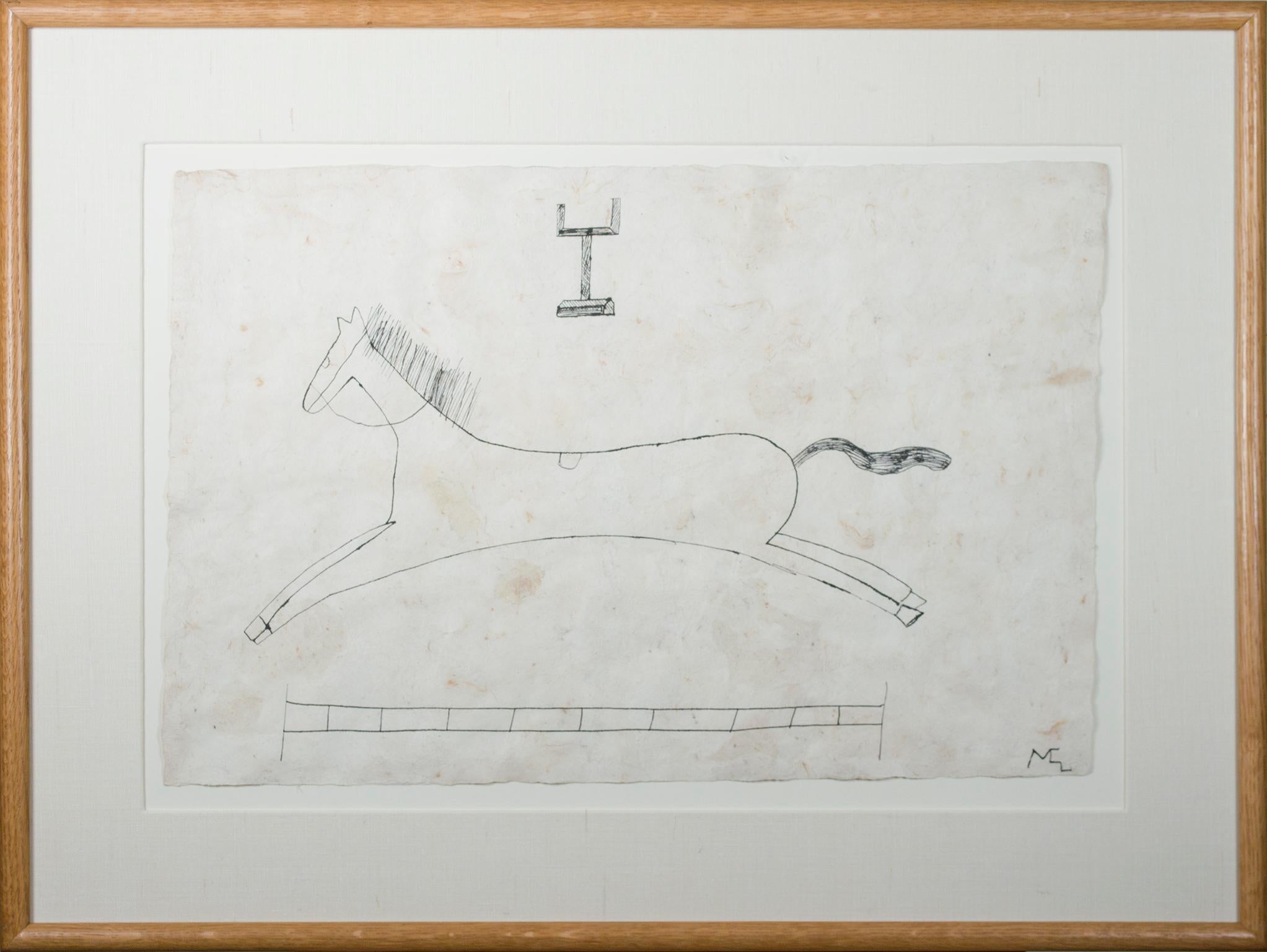 « Jumping Horse », encre sur papier fait main signée par Miguel Castro Leero en vente 1