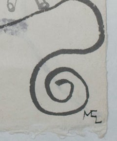 "Plow Horses" Double-sided Ink Drawing on Handmade Paper by Miguel Castro Leñero