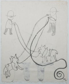 Used "Plow Horses" Double-sided Ink Drawing on Handmade Paper by Miguel Castro Leñero