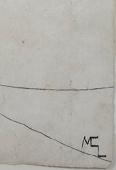 "Sheep, Rabbit in Desert, " Ink on Handmade Paper signed by Miguel Castro Leñero