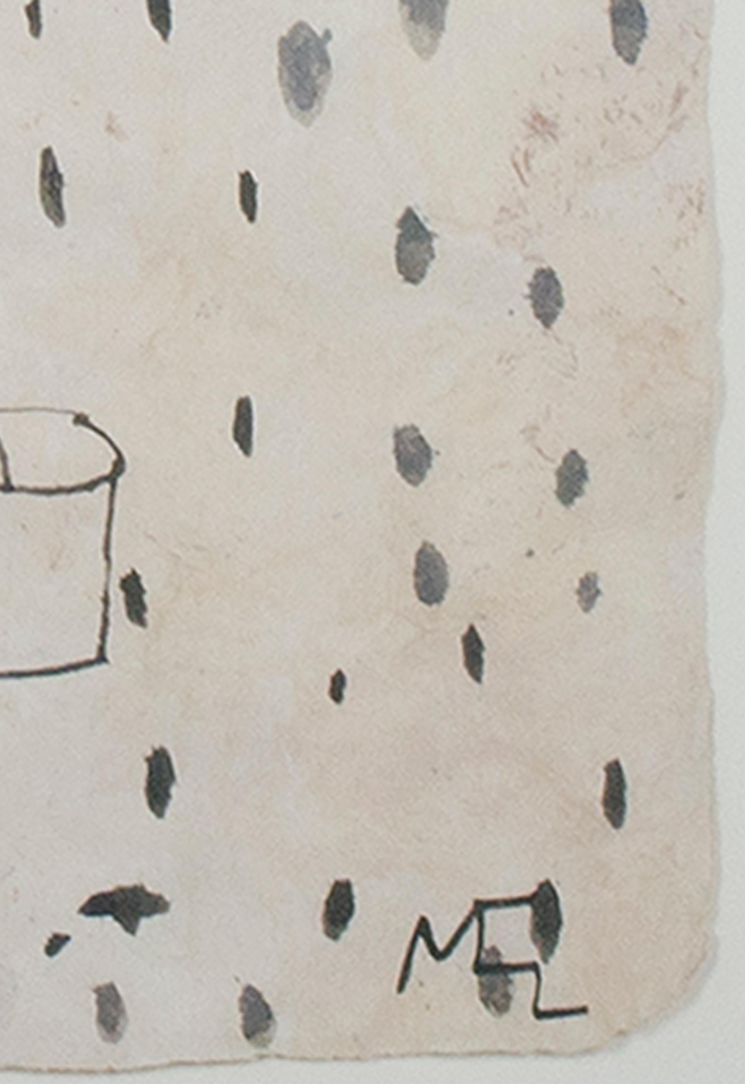 « Ancient Desert Rabbit », encre sur papier fait main signée par Miguel Castro Leero - Art de Miguel Castro Leñero