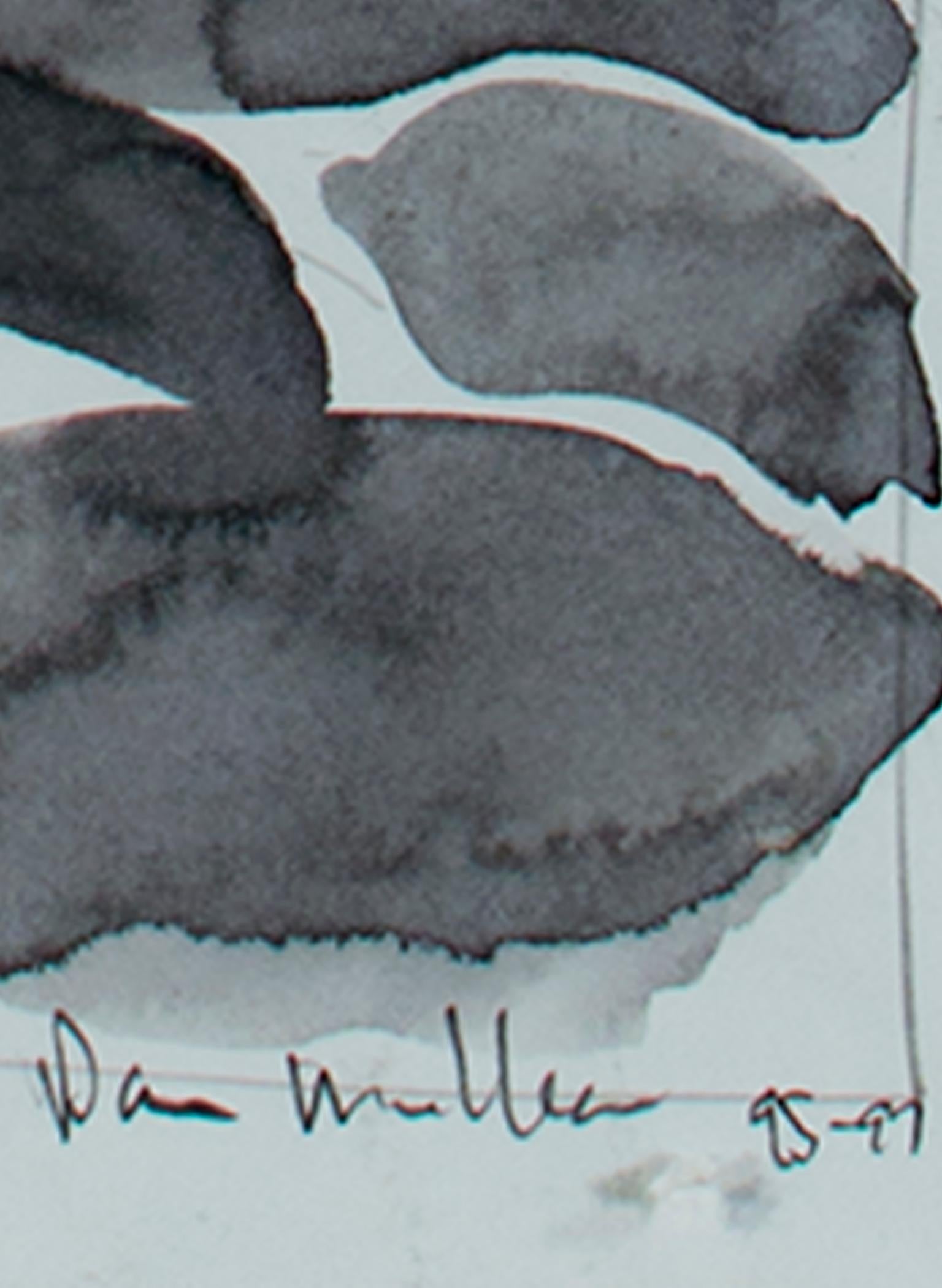 Encrier noir et blanc « The Shooting Star » signé par Dan Muller, paysage nocturne en vente 1
