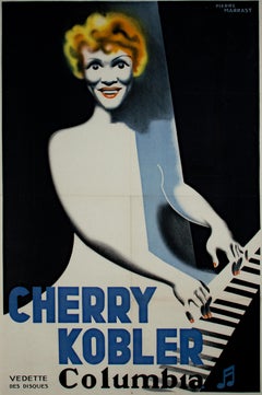 "Cherry Kobler, " Cartel litografía original francesa en color de Pierre Marrast