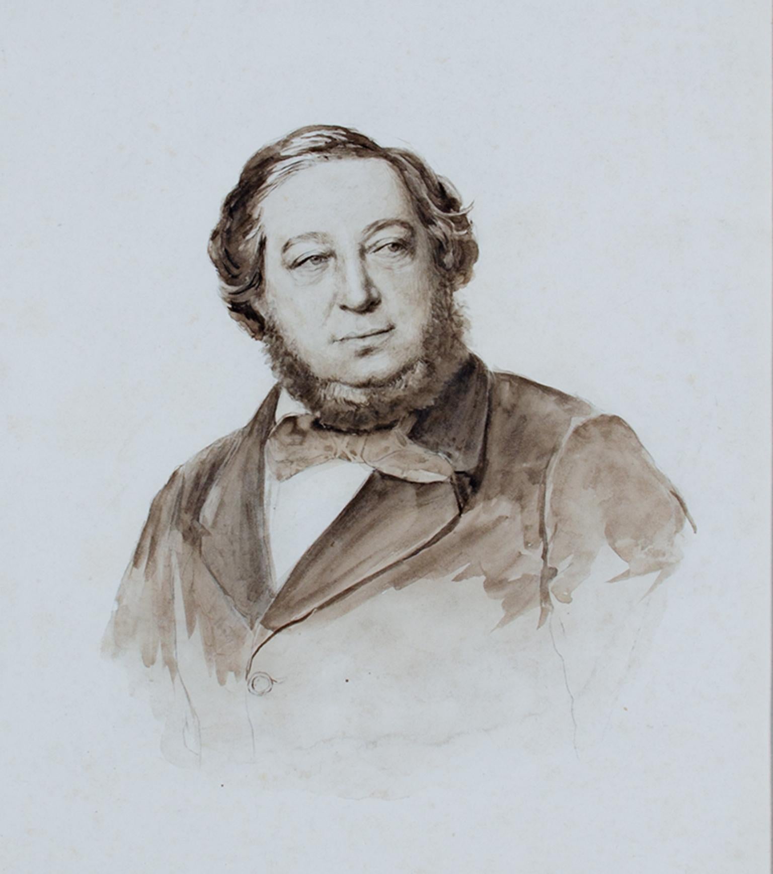 Oscar Gustave Rejlander Portrait - 19th century ink portrait drawing male subject realism black and white
