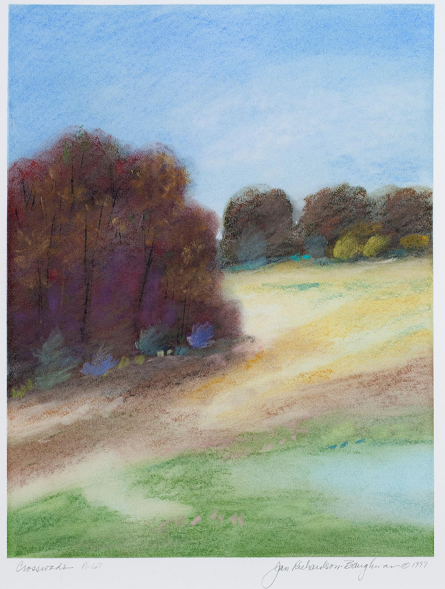 "Crossroads A-67, " Pastel Landscape signed by Janet Richardson-Baughman